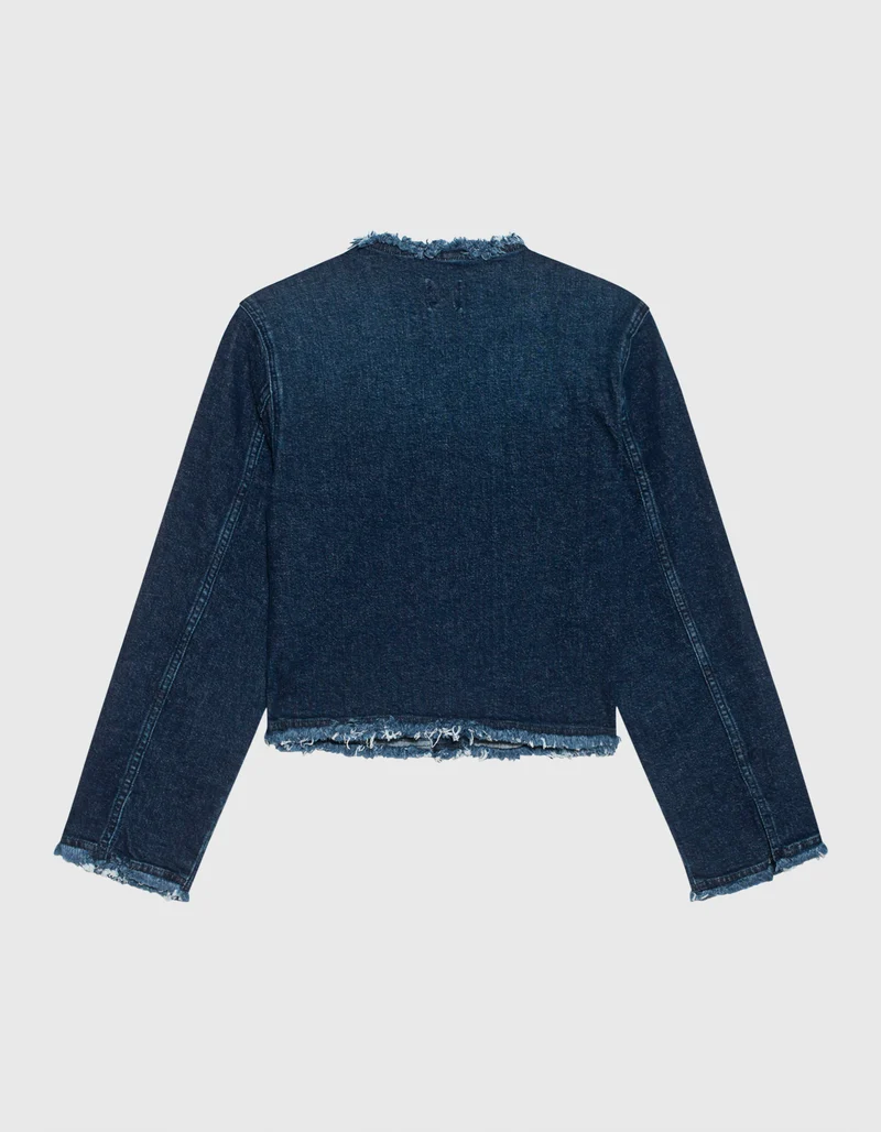 Jeansjacke mit Fransenkanten