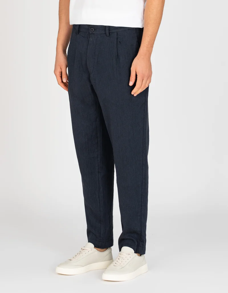 Leinen-Mix Bundfalten-Hose