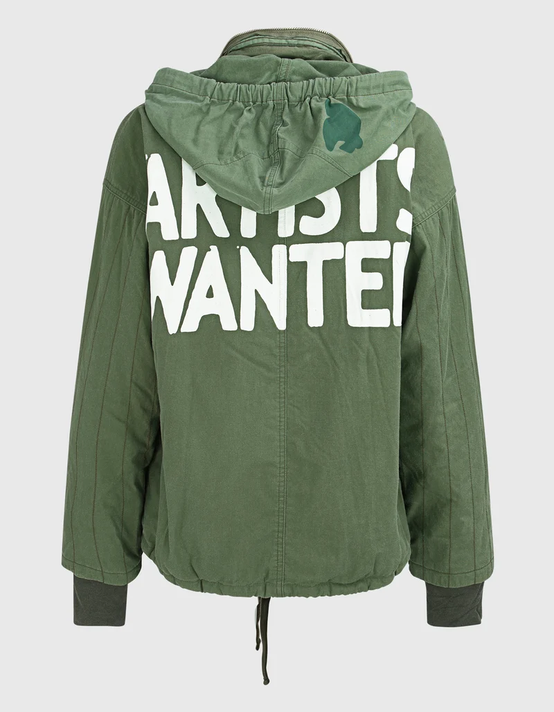 Bedruckte Army-Jacke Sherpa mit Fell-Futter