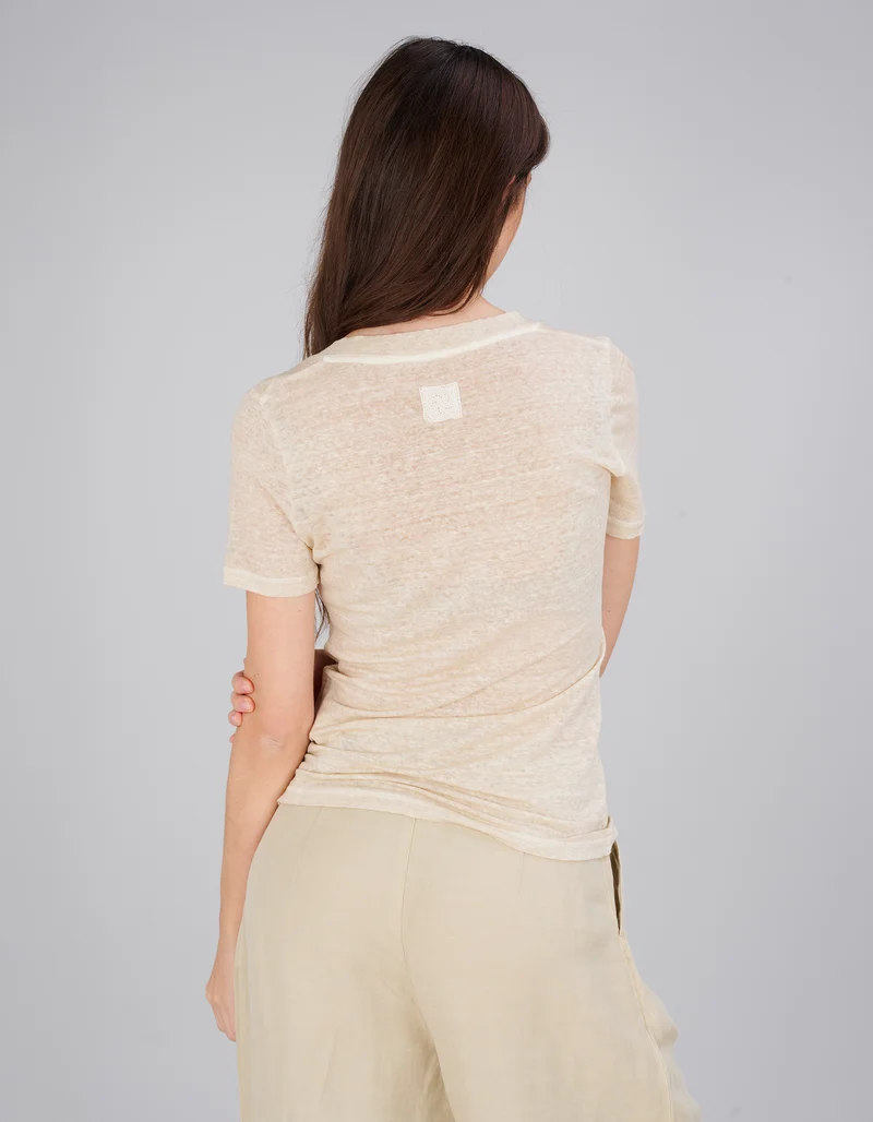 Leinen-T-Shirt mit V-Ausschnitt
