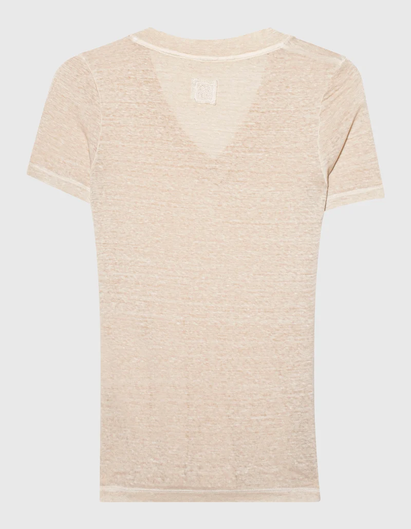 Leinen-T-Shirt mit V-Ausschnitt