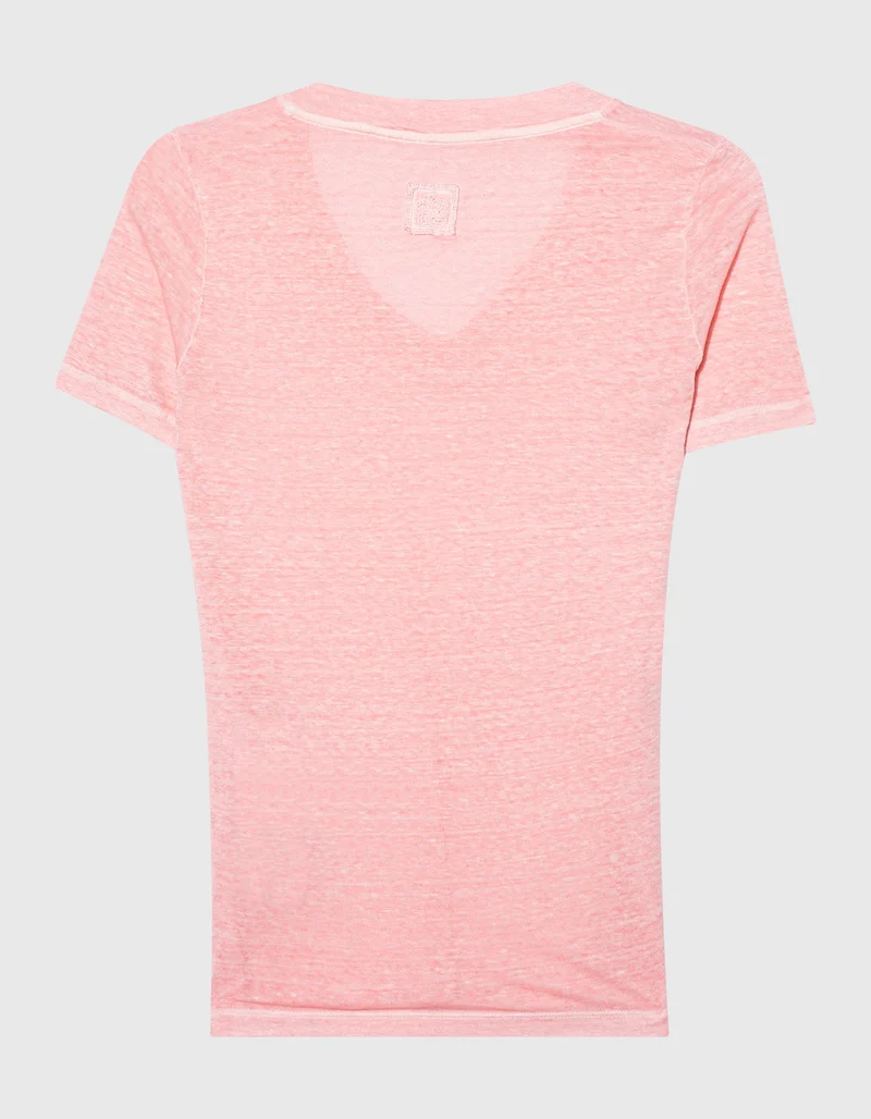 Leinen-T-Shirt mit V-Ausschnitt