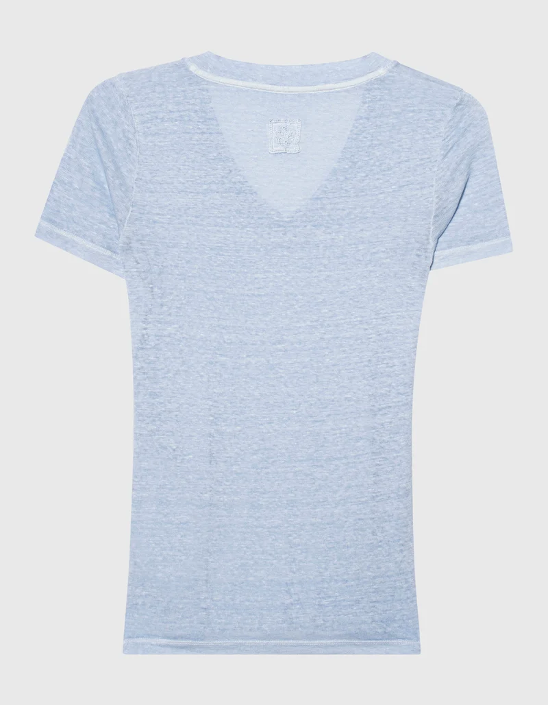 Leinen-T-Shirt mit V-Ausschnitt