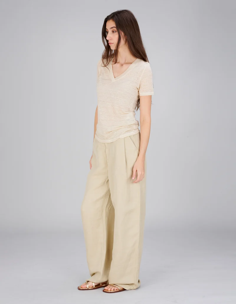 Leinen-Mix Bundfaltenhose
