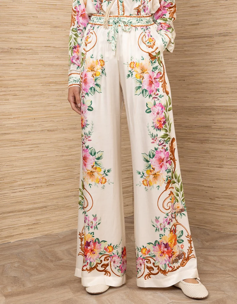 Gemusterte Seiden-Mix Hose Lyanna