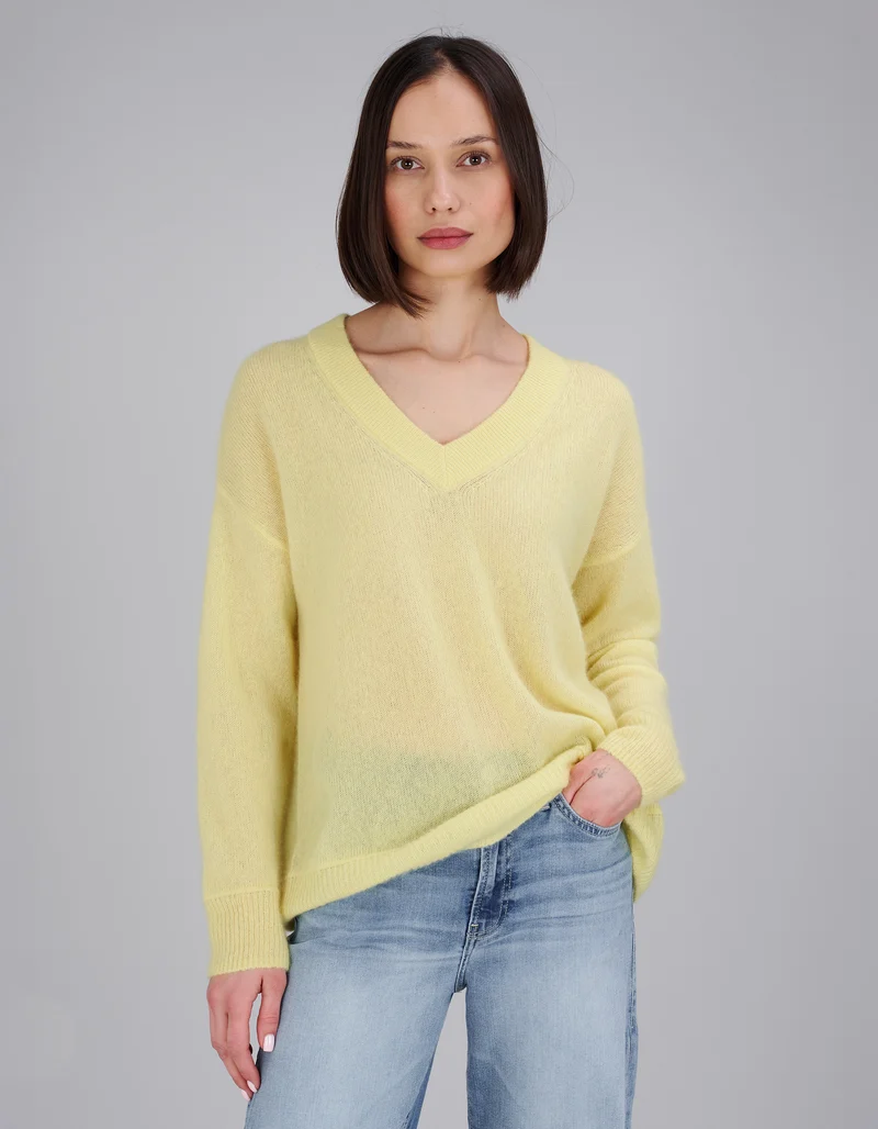Oversize Kaschmir-Seiden-Pullover Amara mit V-Ausschnitt
