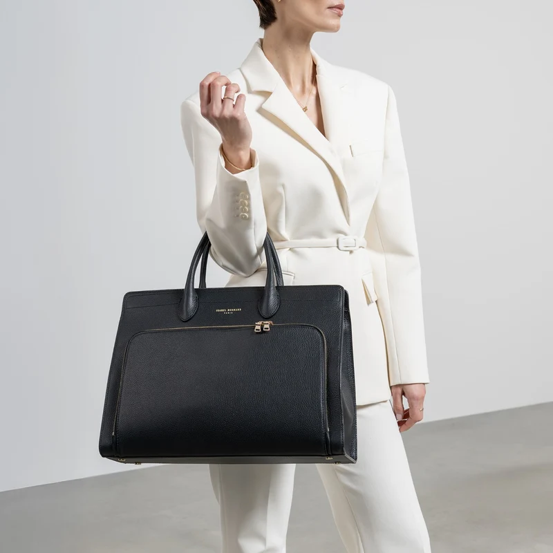 Isabel Bernard Honoré Nadine Schwarze Leder Handtasche aus Kalbsleder IB25032