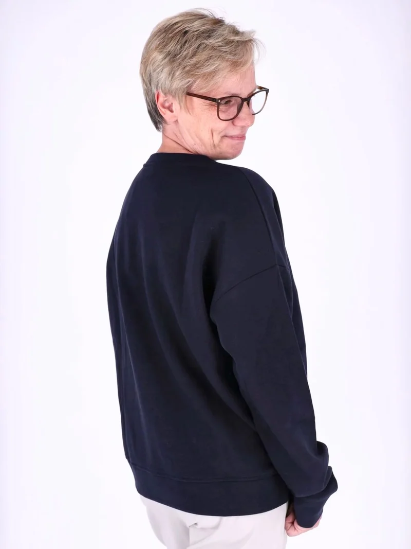 Dunkelblaues Damen Sweatshirt „Choose Happy“ mit 3D-Print