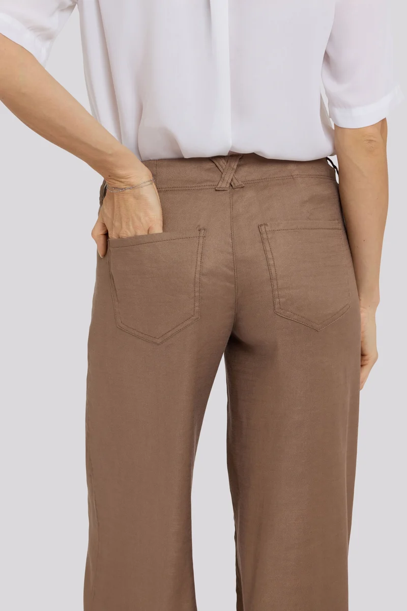 5 Pocket Wide Leg Trouser in Stretch Linen mit Super High Rise | Toasted Coconut