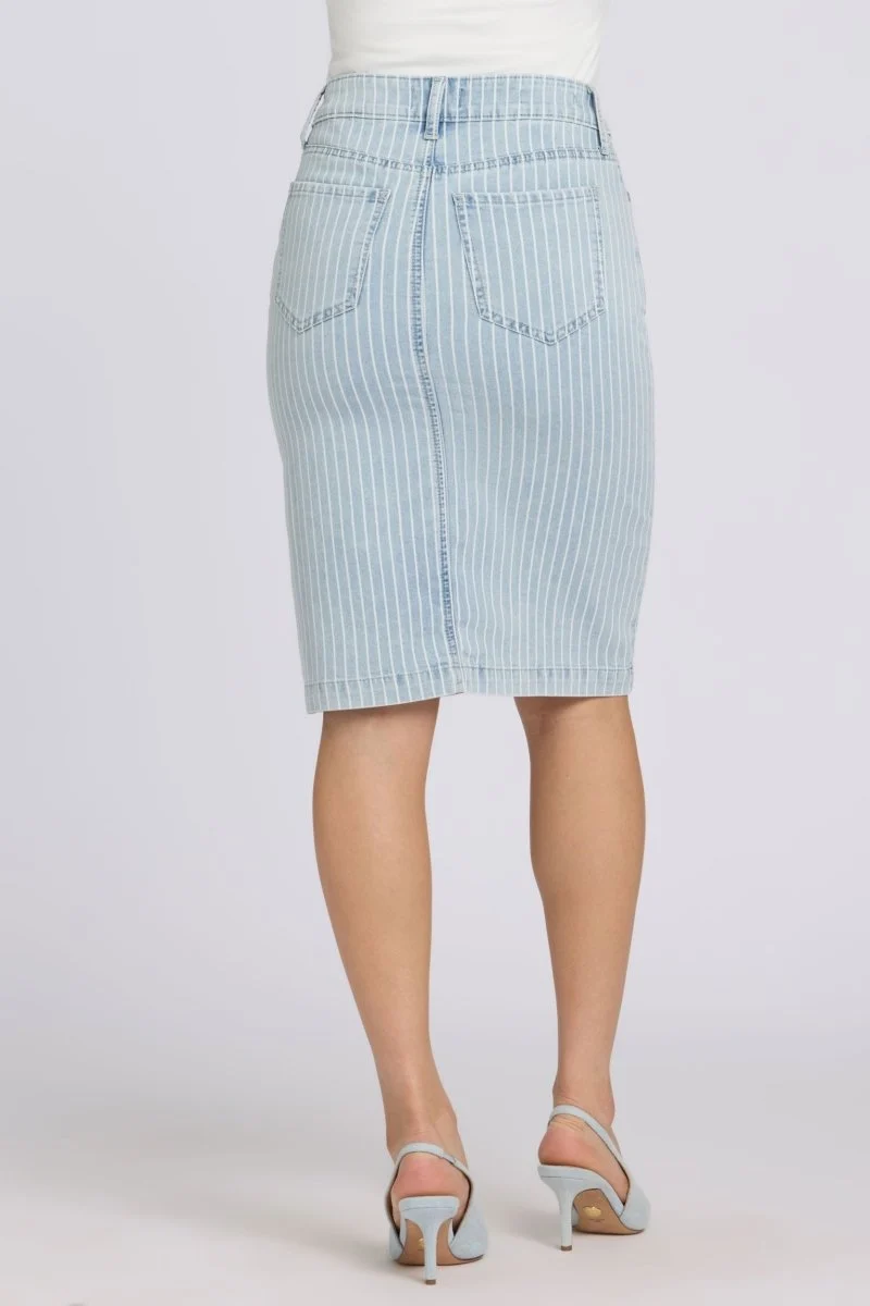 High Rise Denim Skirt | Azure Stripe