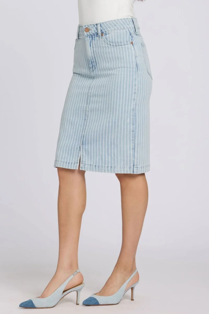 High Rise Denim Skirt | Azure Stripe