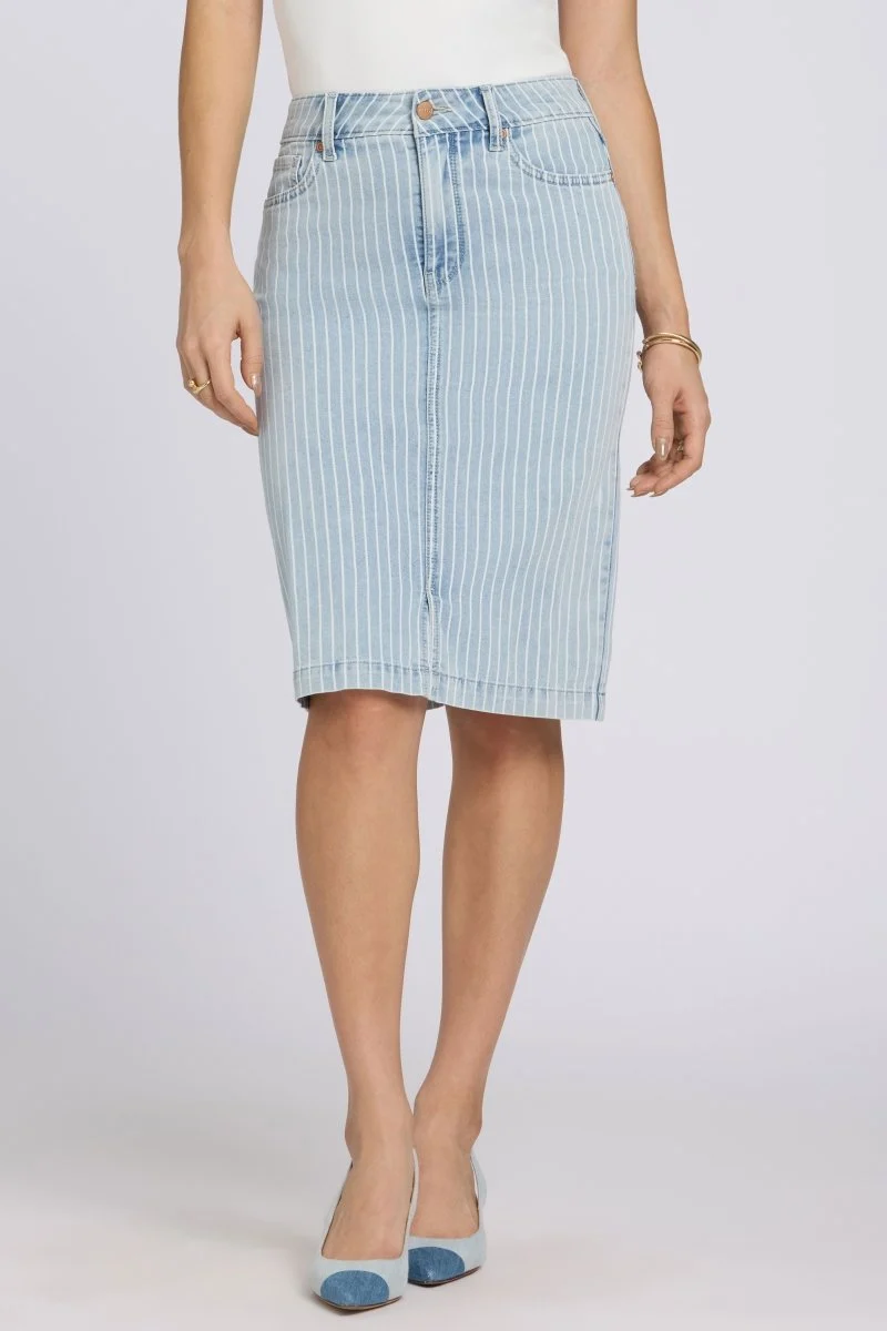 High Rise Denim Skirt | Azure Stripe