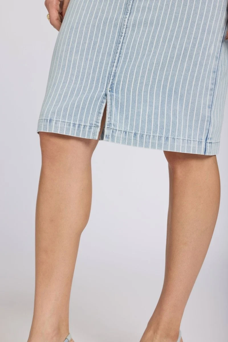 High Rise Denim Skirt | Azure Stripe