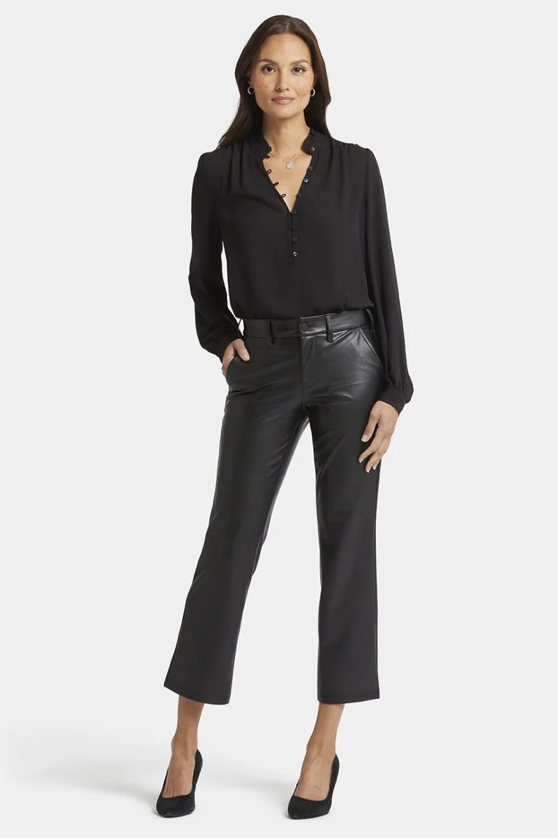 Faux Leather Straight Sculpt-Her™ Knöchelhose Schwarz | Black