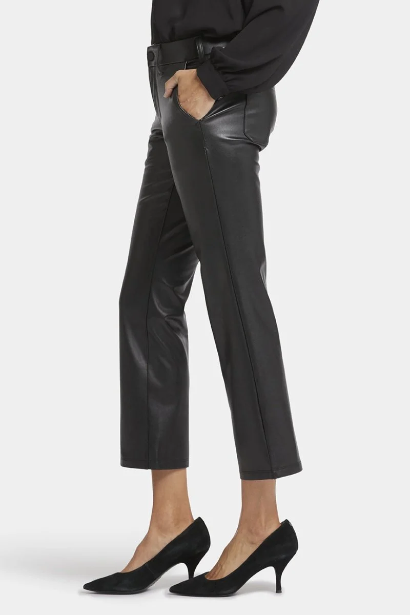 Faux Leather Straight Sculpt-Her™ Knöchelhose Schwarz | Black