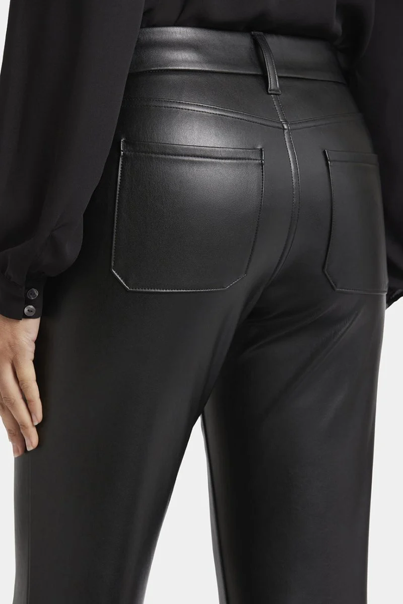 Faux Leather Straight Sculpt-Her™ Knöchelhose Schwarz | Black