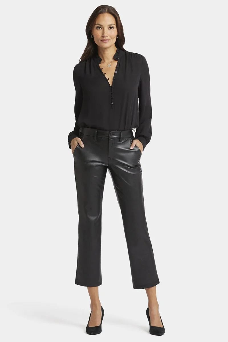 Faux Leather Straight Sculpt-Her™ Knöchelhose Schwarz | Black