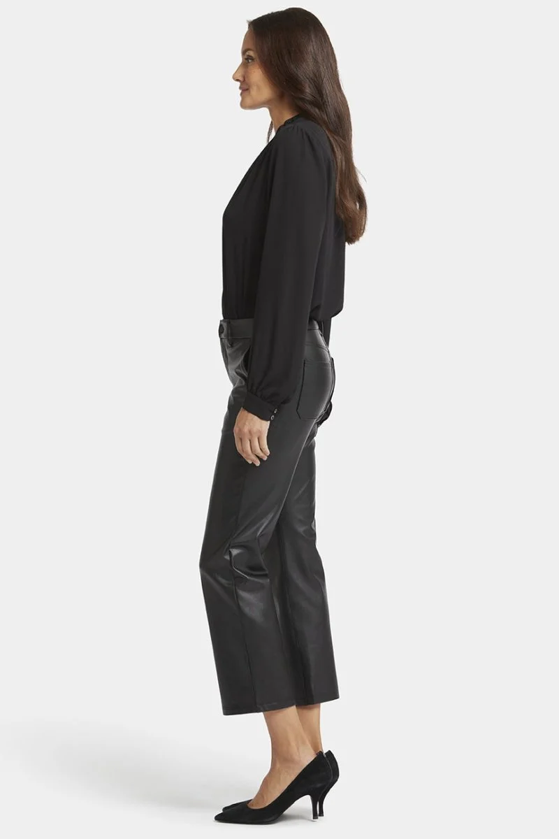 Faux Leather Straight Sculpt-Her™ Knöchelhose Schwarz | Black