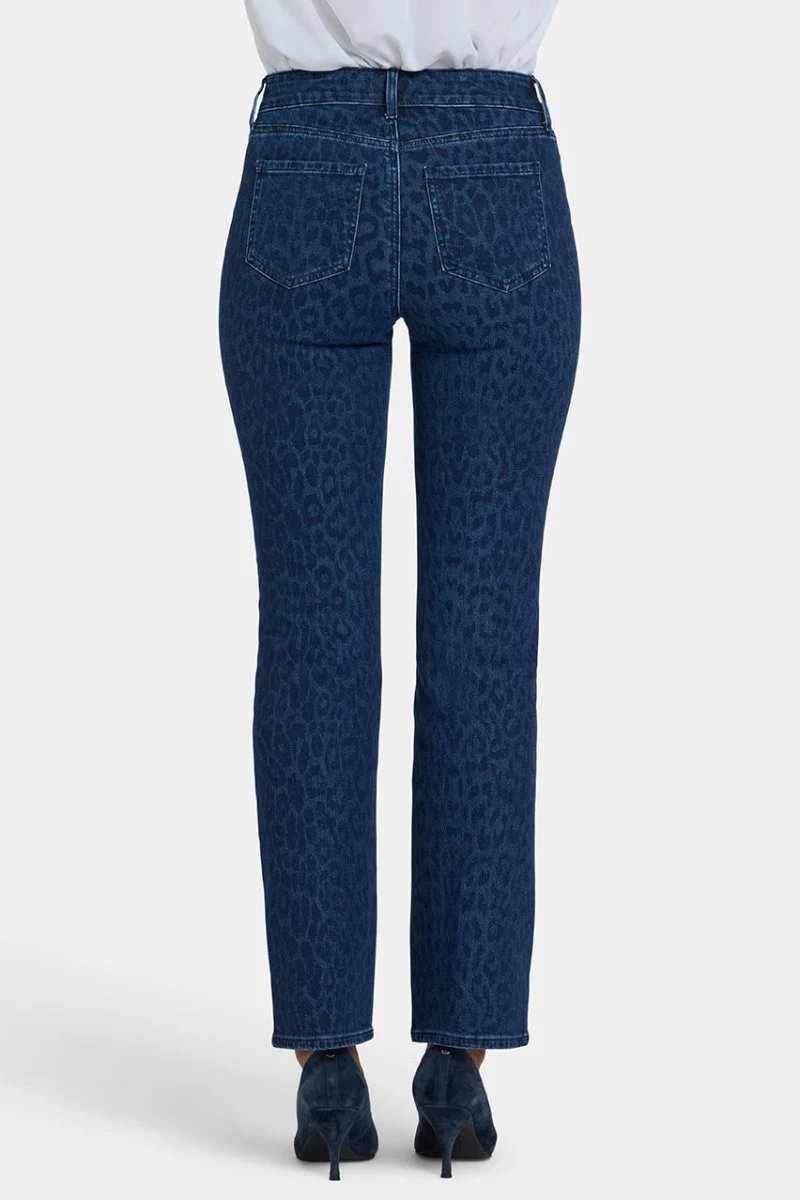 Marilyn Straight Jeans | Dark Denim Leopard Print