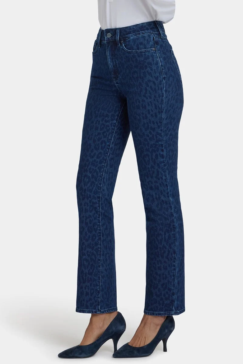 Marilyn Straight Jeans | Dark Denim Leopard Print