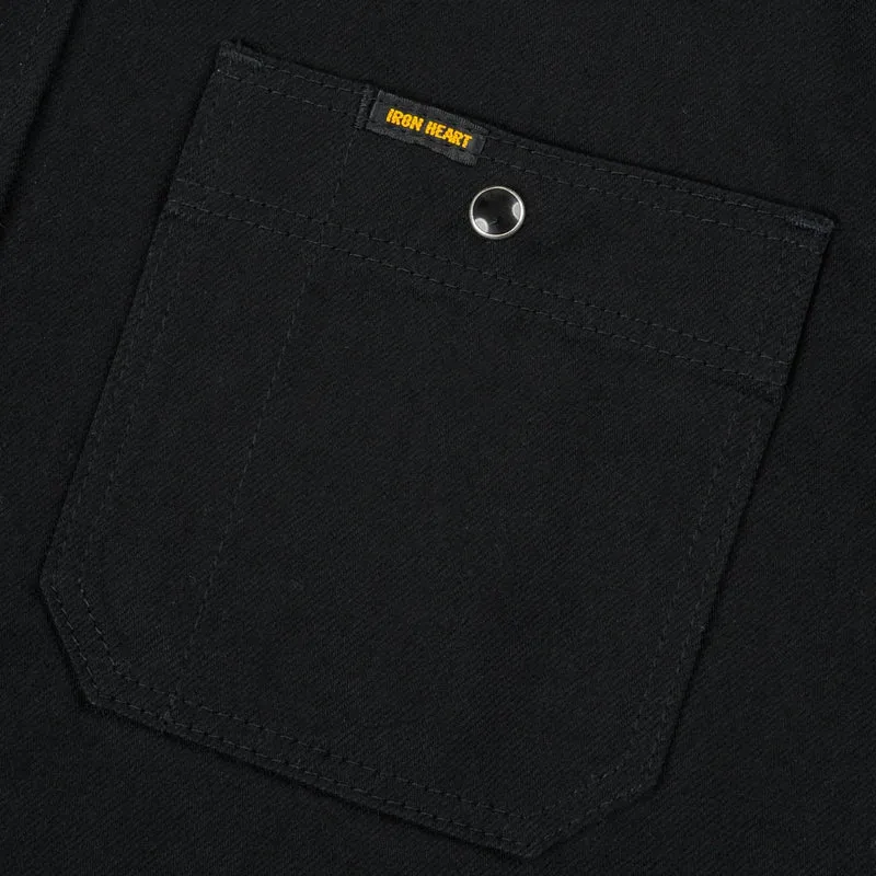 IHSH-338-BLK 12oz Selvedge Denim Work Shirt With Snaps Black