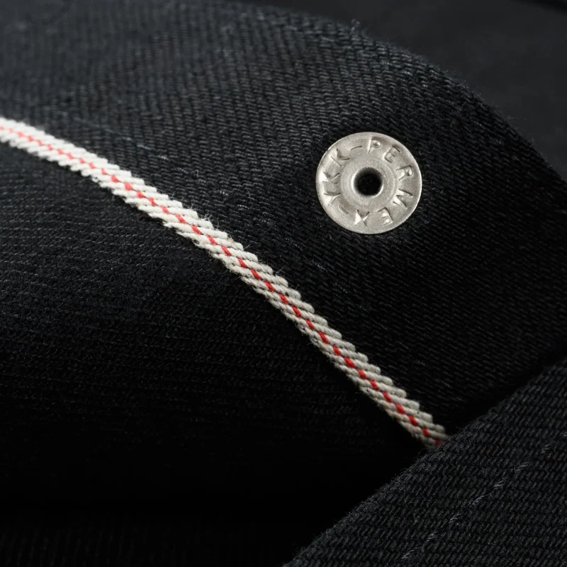 IHSH-338-BLK 12oz Selvedge Denim Work Shirt With Snaps Black