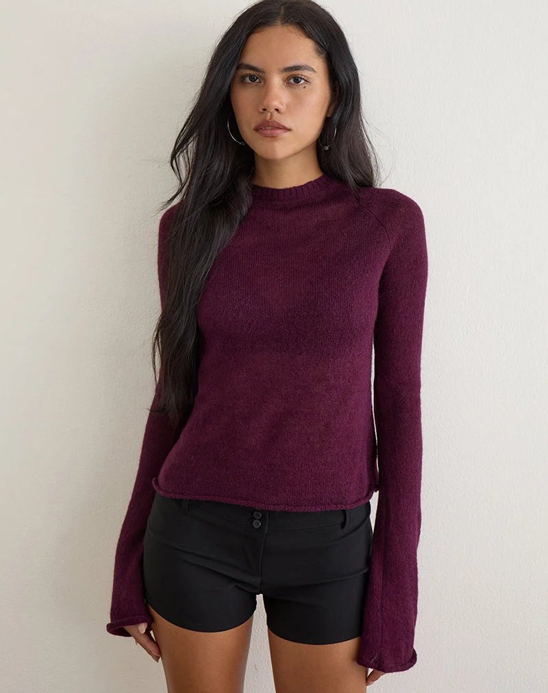 Kaleo Roll Edge Pullover aus Strick in der Farbe „Plum“