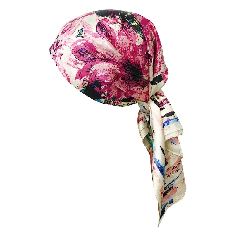 Wrapables Silk Satin Floral Neckerchief 35 x 35 Inch Square Scarf: Silhouette