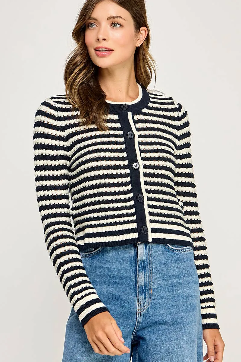 Textured Striped Cardigan