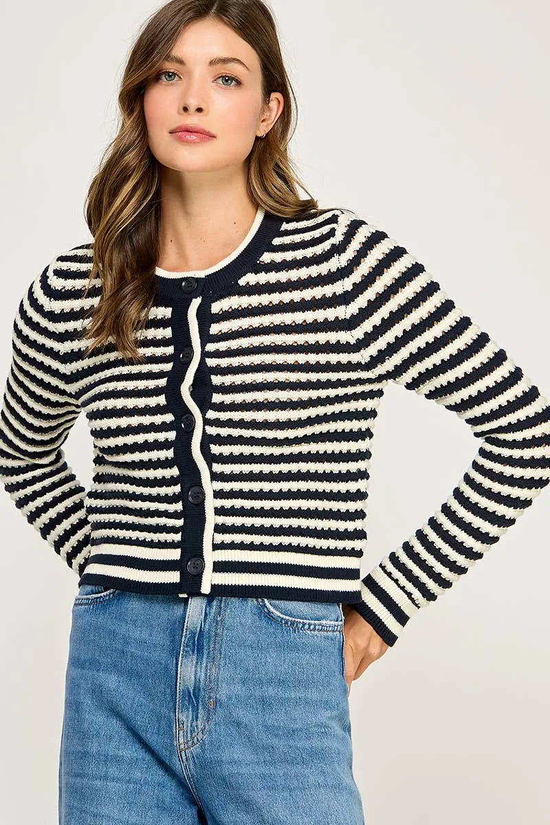 Textured Striped Cardigan