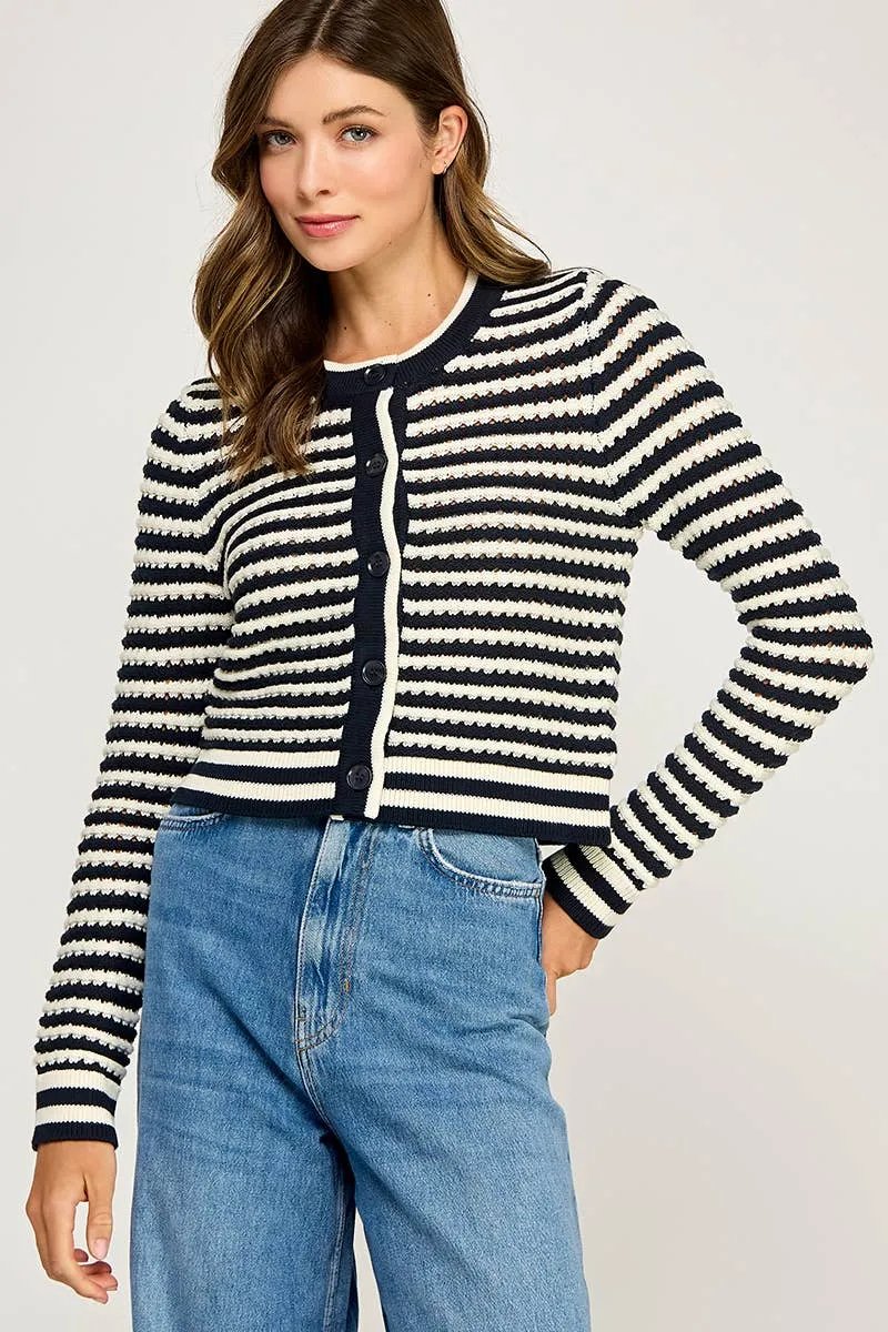 Textured Striped Cardigan