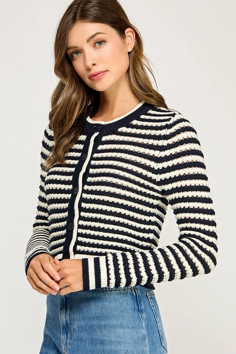 Textured Striped Cardigan
