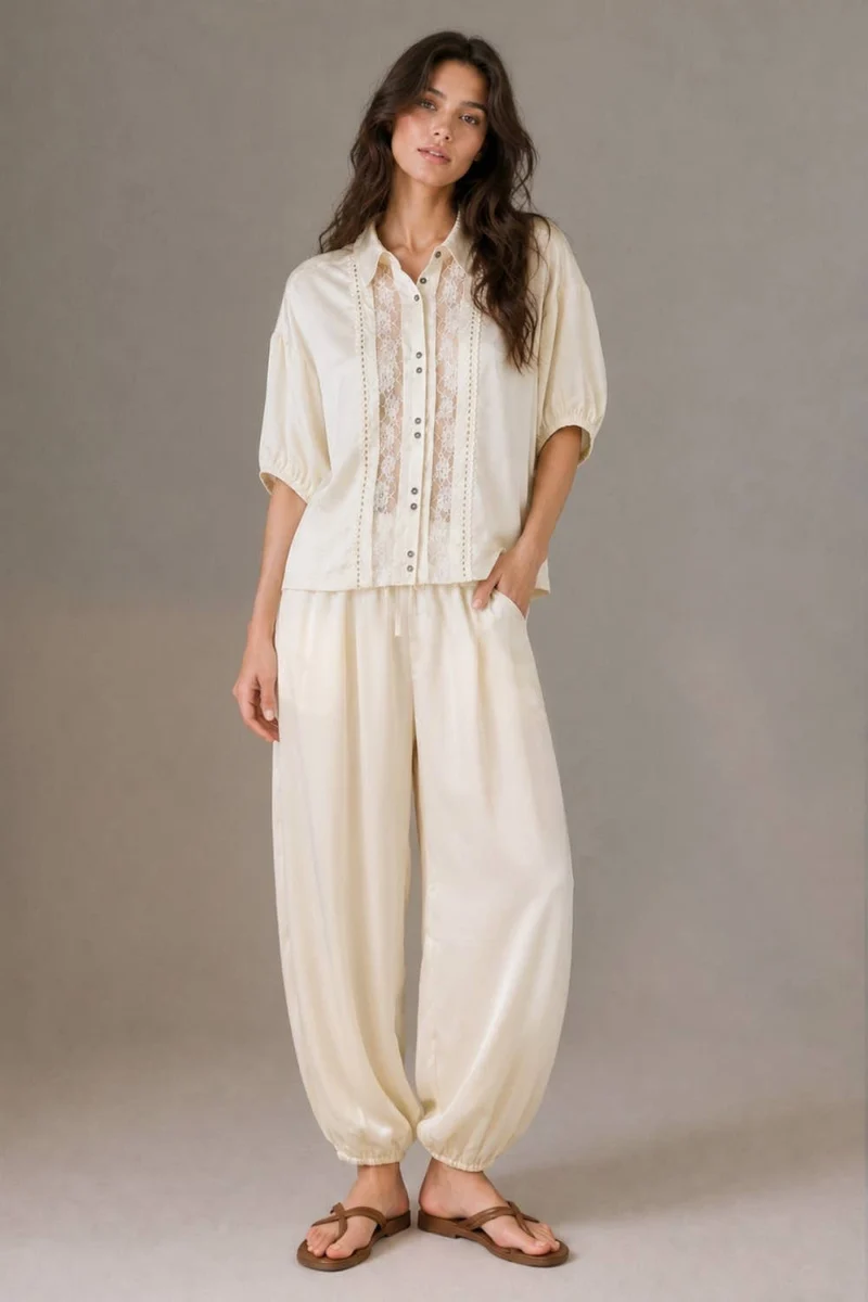 Lace Crepe Shirt