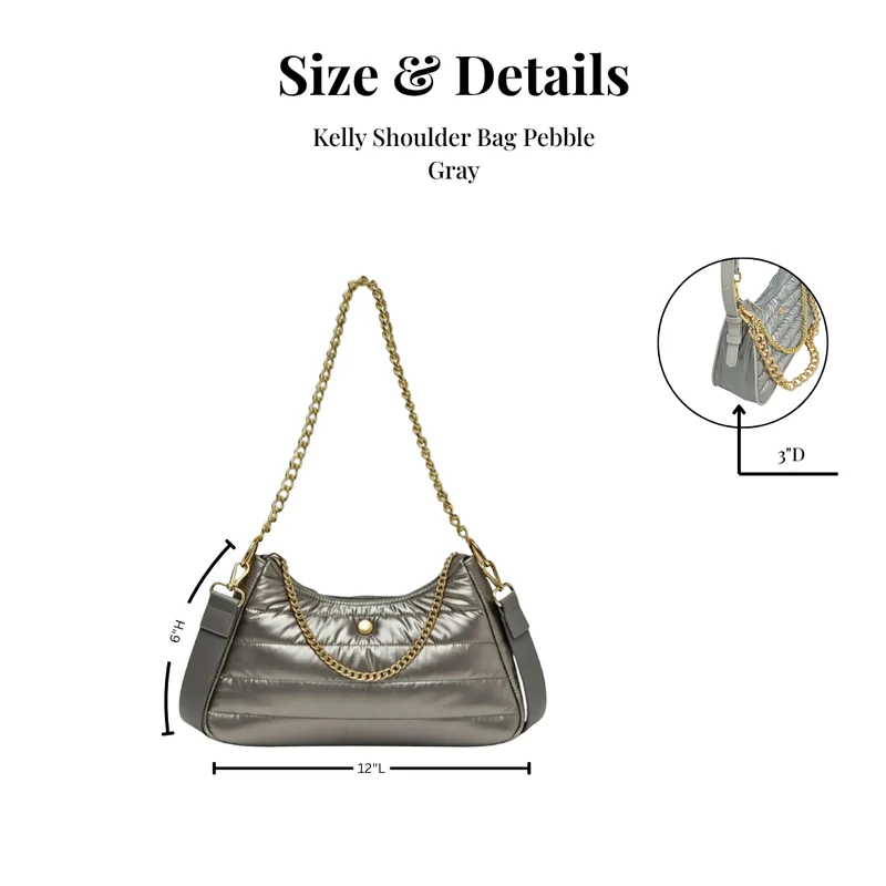 Puffer Shoulder or Crossbody Bag Gray