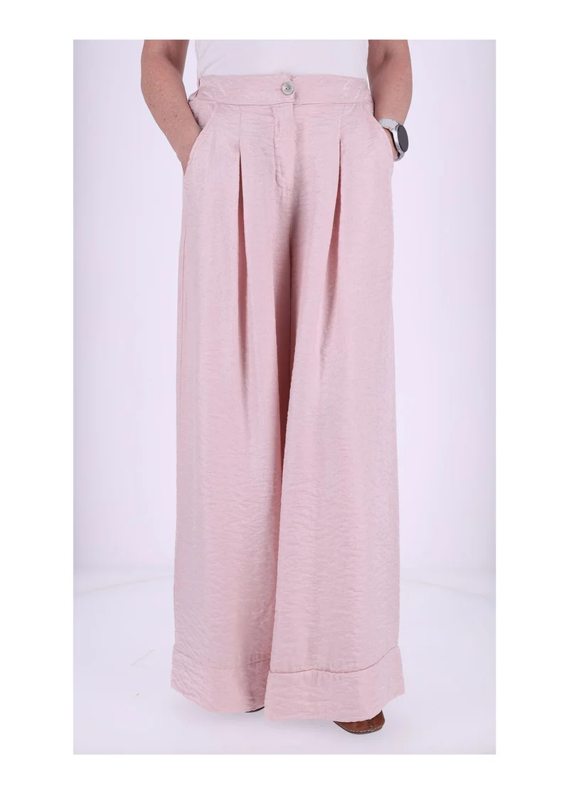 Damen Hose mit weitem Bein – Metallic Rosé