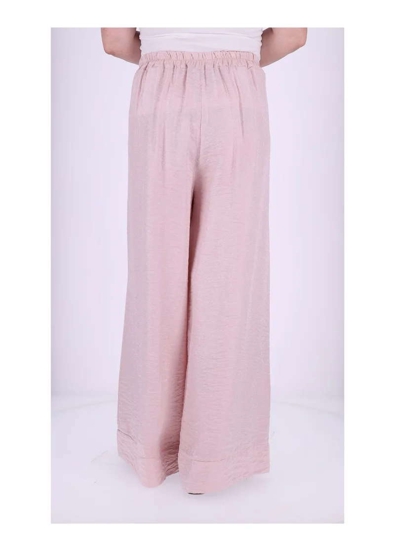 Damen Hose mit weitem Bein – Metallic Rosé