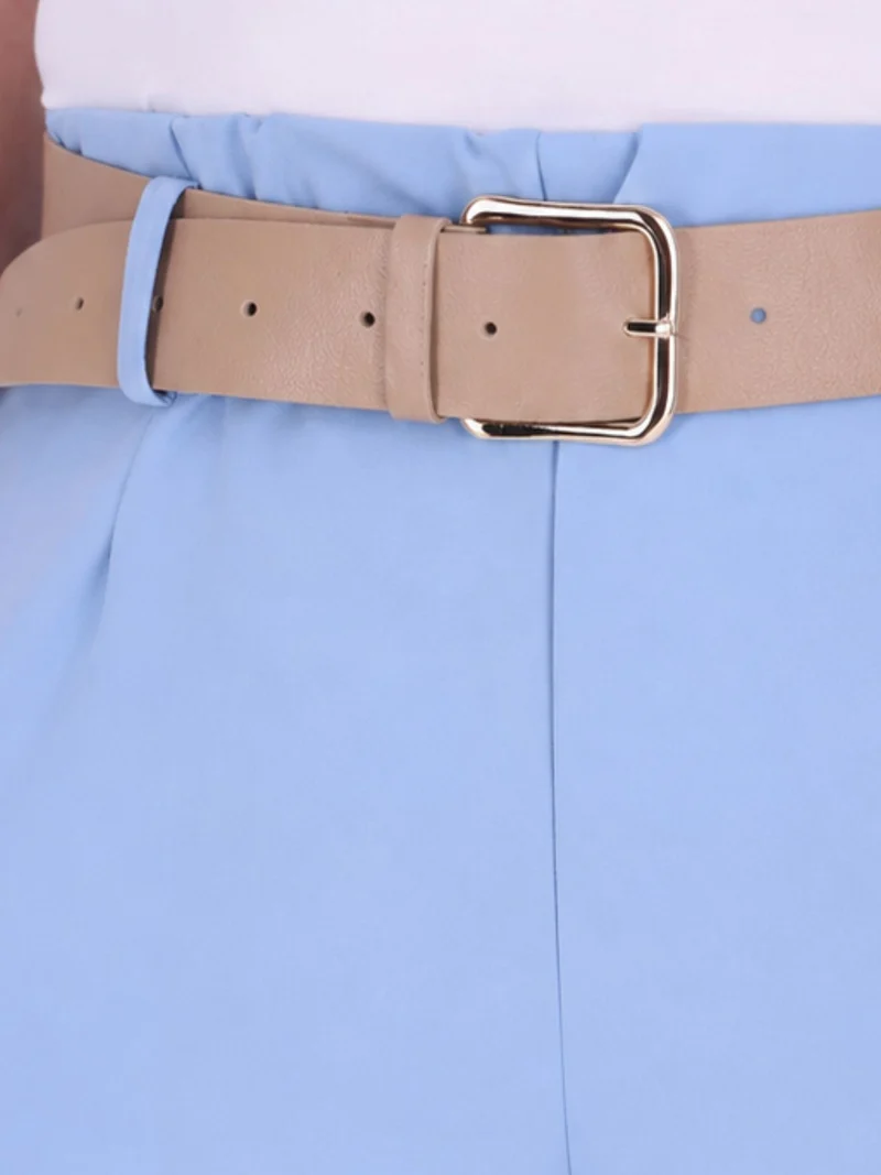 Blaue Damen-Sommerhose mit weitem Bein & Gürtel – bequem & chic