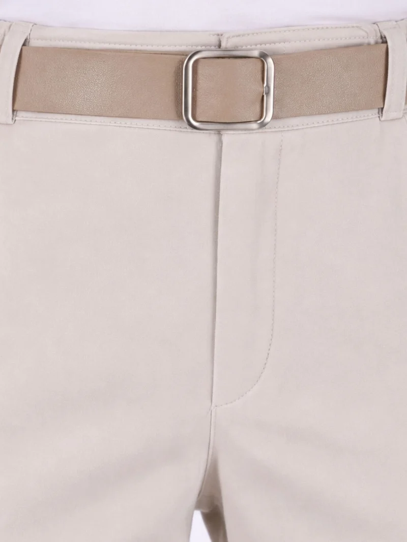 Beige Damen-Sommerhose mit weitem Bein & Gürtel – bequem & chic