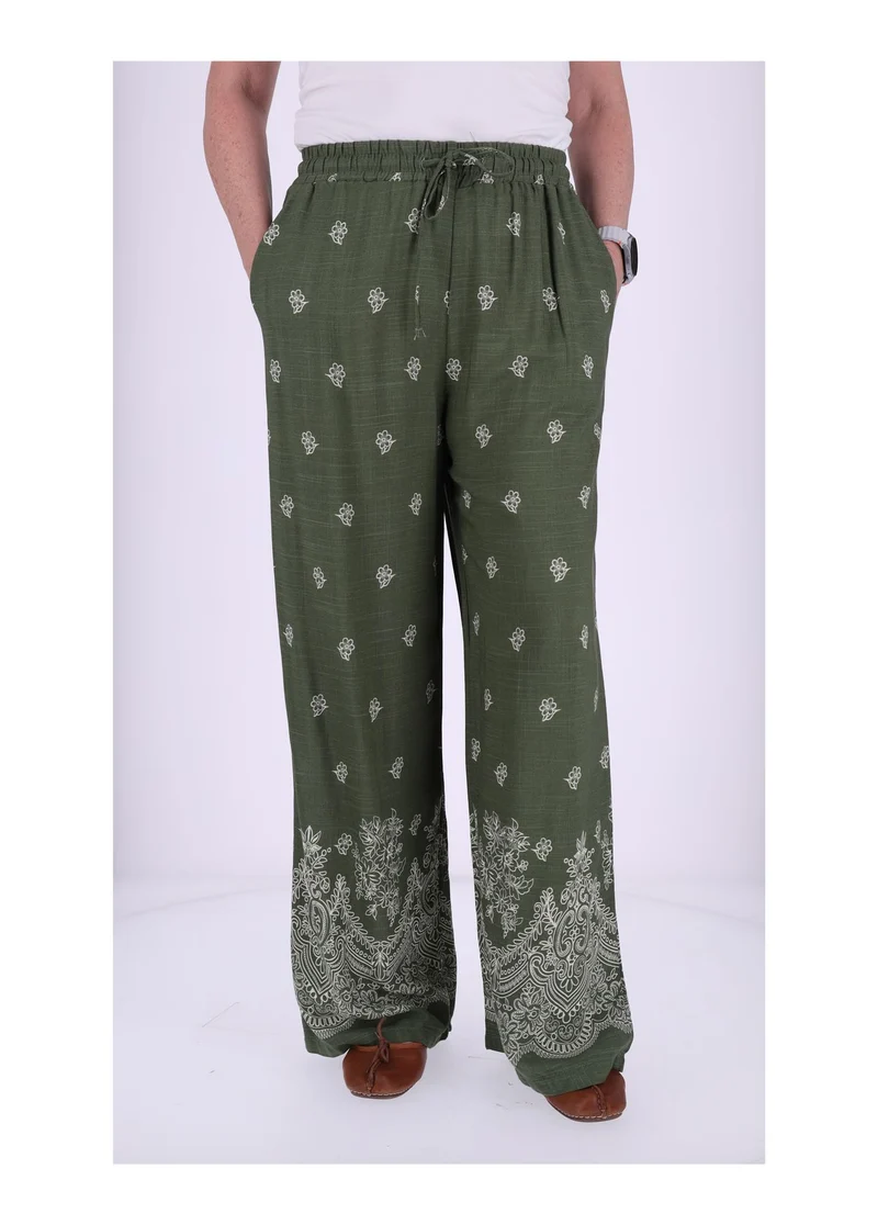 Damen Schlupfhose mit Blumenprint – Khaki