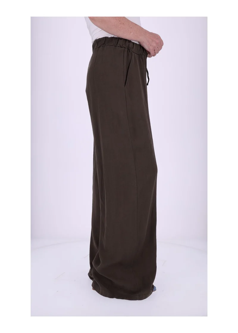 Damen Palazzo Hose mit weitem Bein und Tunnelzug – Braun