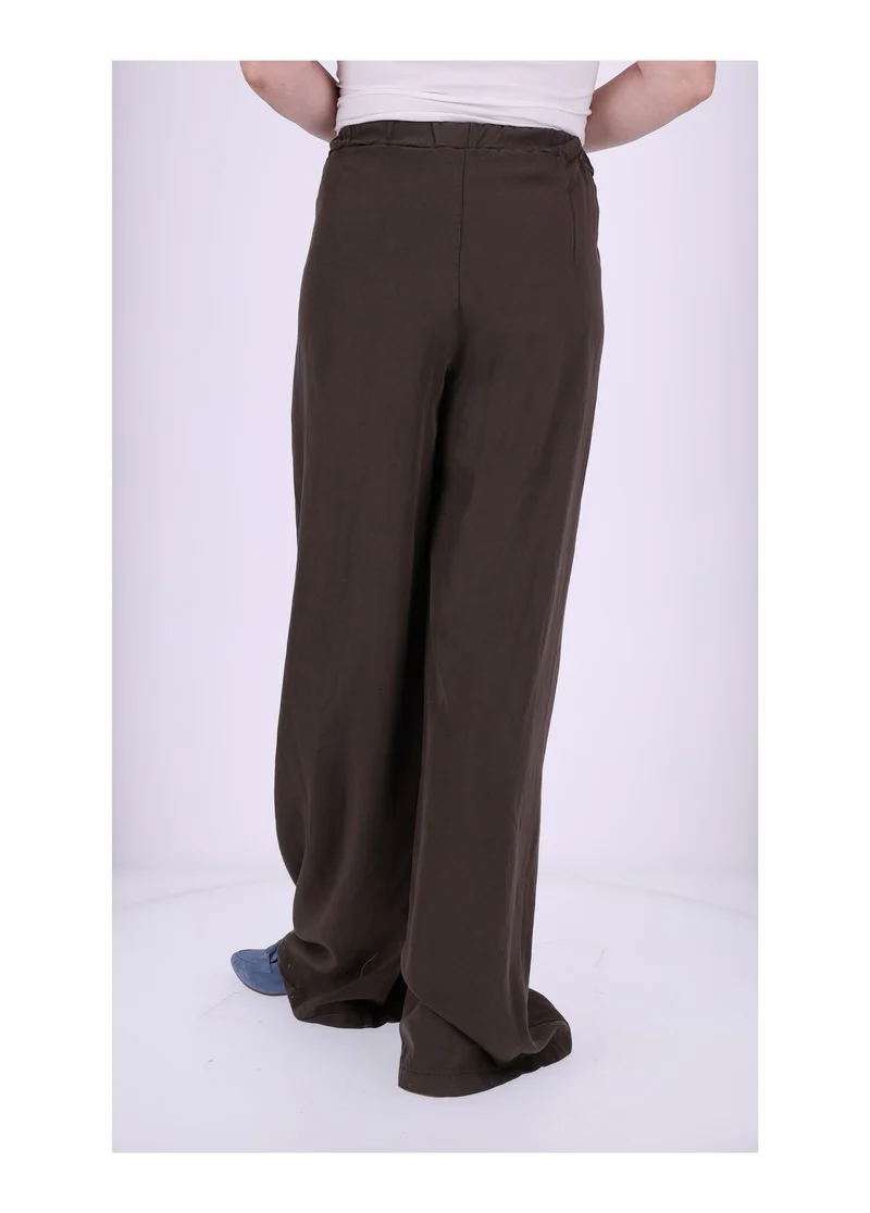 Damen Palazzo Hose mit weitem Bein und Tunnelzug – Braun