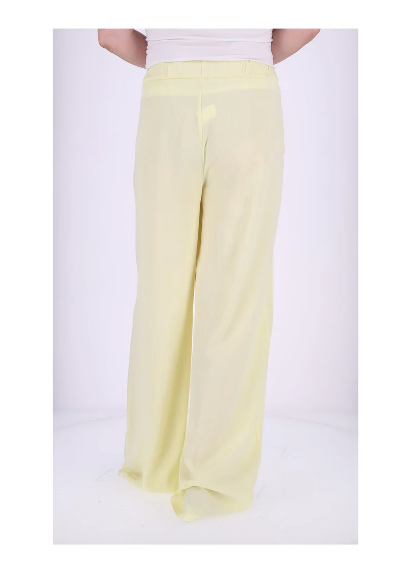 Damen Palazzo Hose mit weitem Bein und Tunnelzug – Gelb