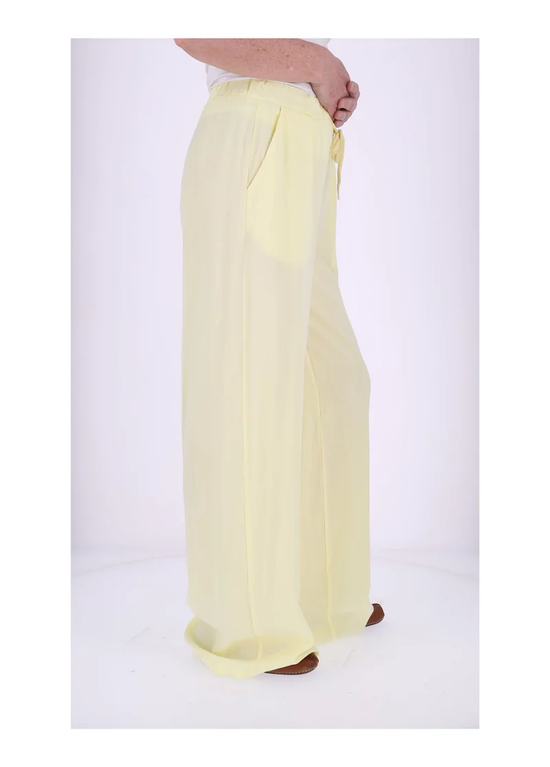 Damen Palazzo Hose mit weitem Bein und Tunnelzug – Gelb