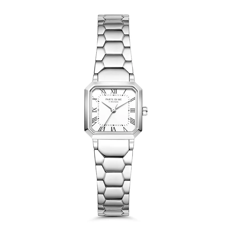 Parte di Me Orologio square ladies watch silver coloured and white PDM09027