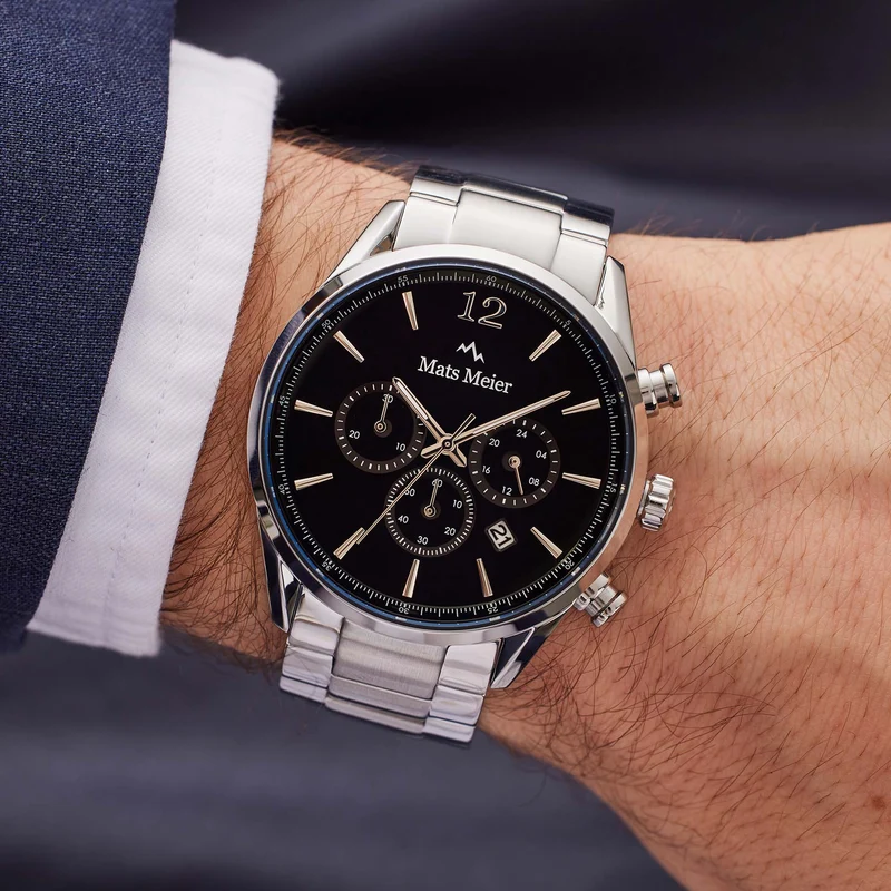 Mats Meier Grand Cornier Chrono Schwarz/Silberfarbene Uhr MM00110