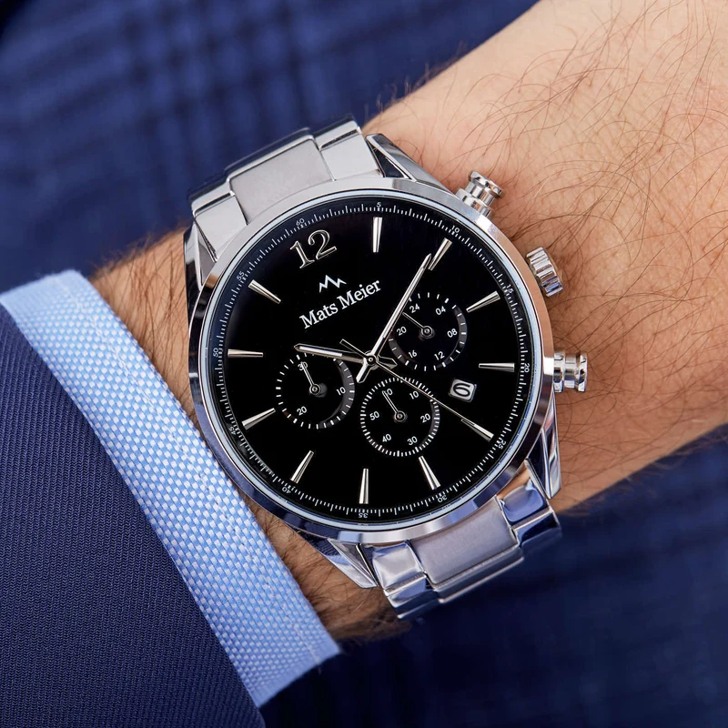 Mats Meier Grand Cornier Chrono Schwarz/Silberfarbene Uhr MM00110
