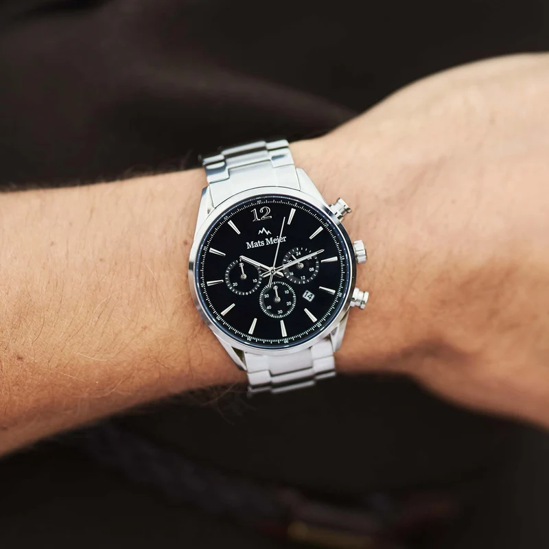 Mats Meier Grand Cornier Chrono Schwarz/Silberfarbene Uhr MM00110