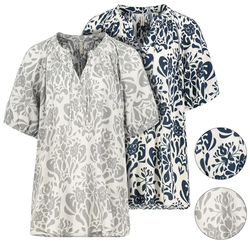 Authentic Style Bluse Kurzarm Viskose
