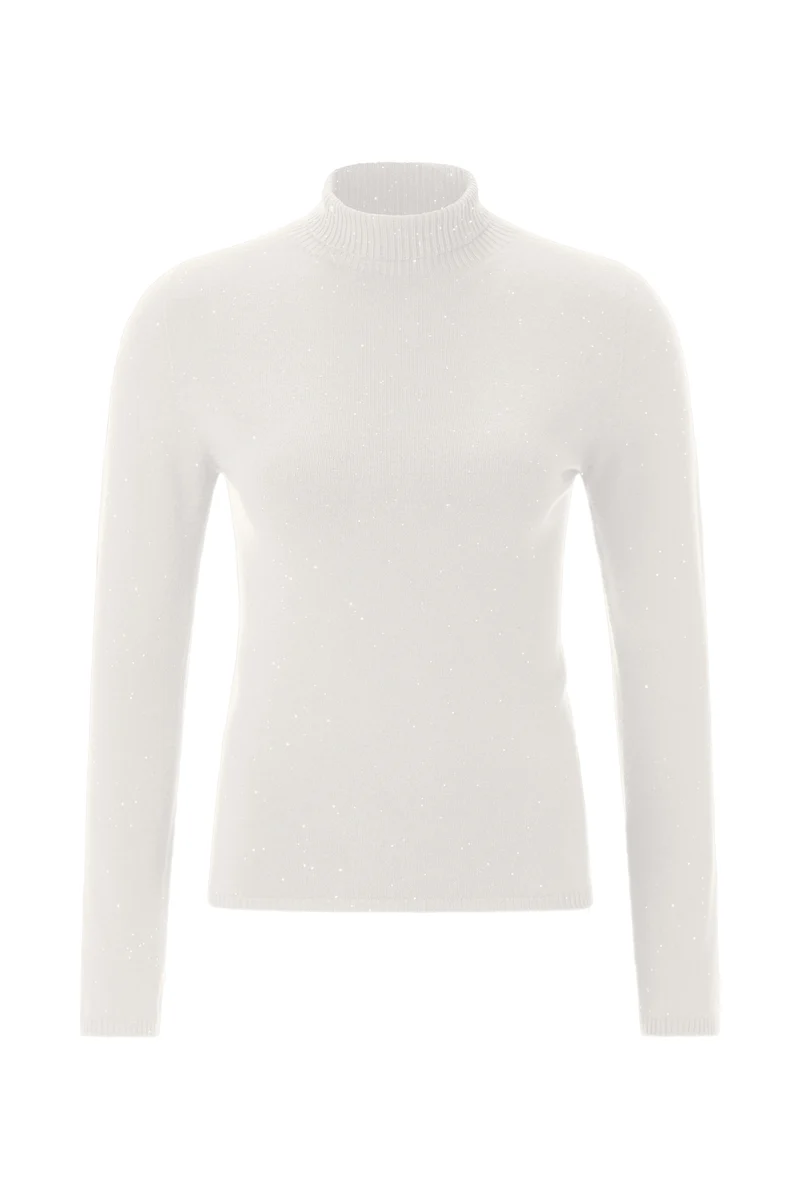 Mini Sequin Turtle Neck, pearl white