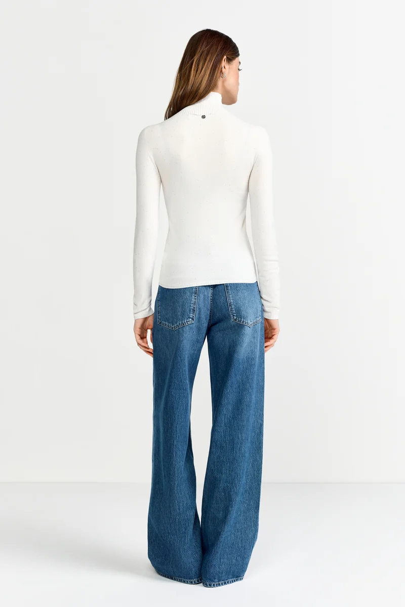 Mini Sequin Turtle Neck, pearl white